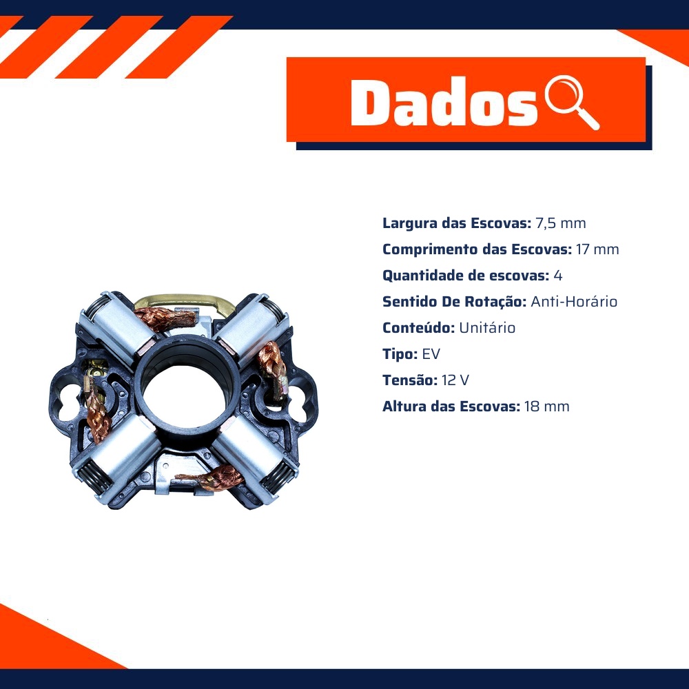 Porta Escovas para Motor de Partida com 4 Escovas - Unifap - 1.132/4