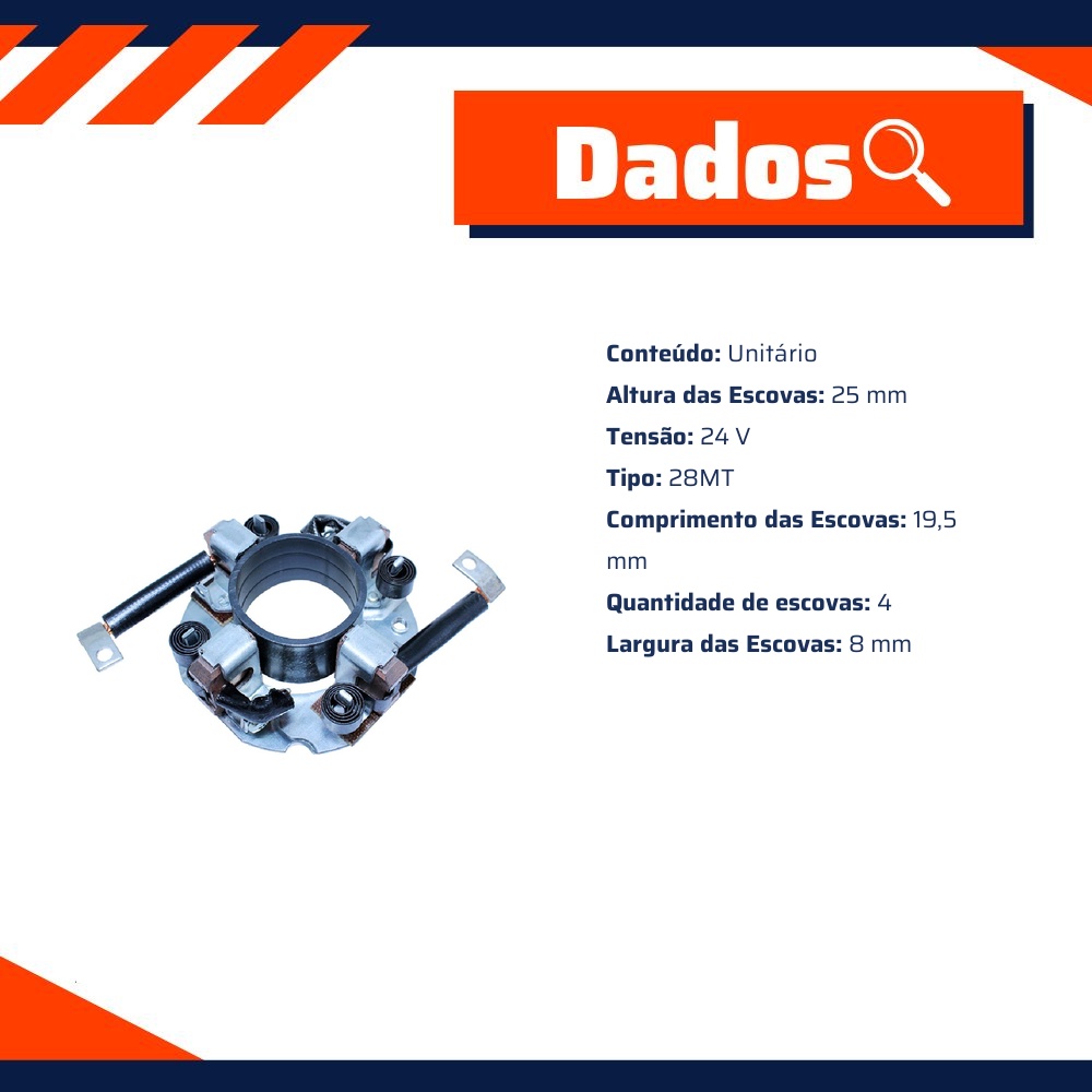 Porta Escovas para Motor de Partida com 4 Escovas - Unifap - 1.134/4