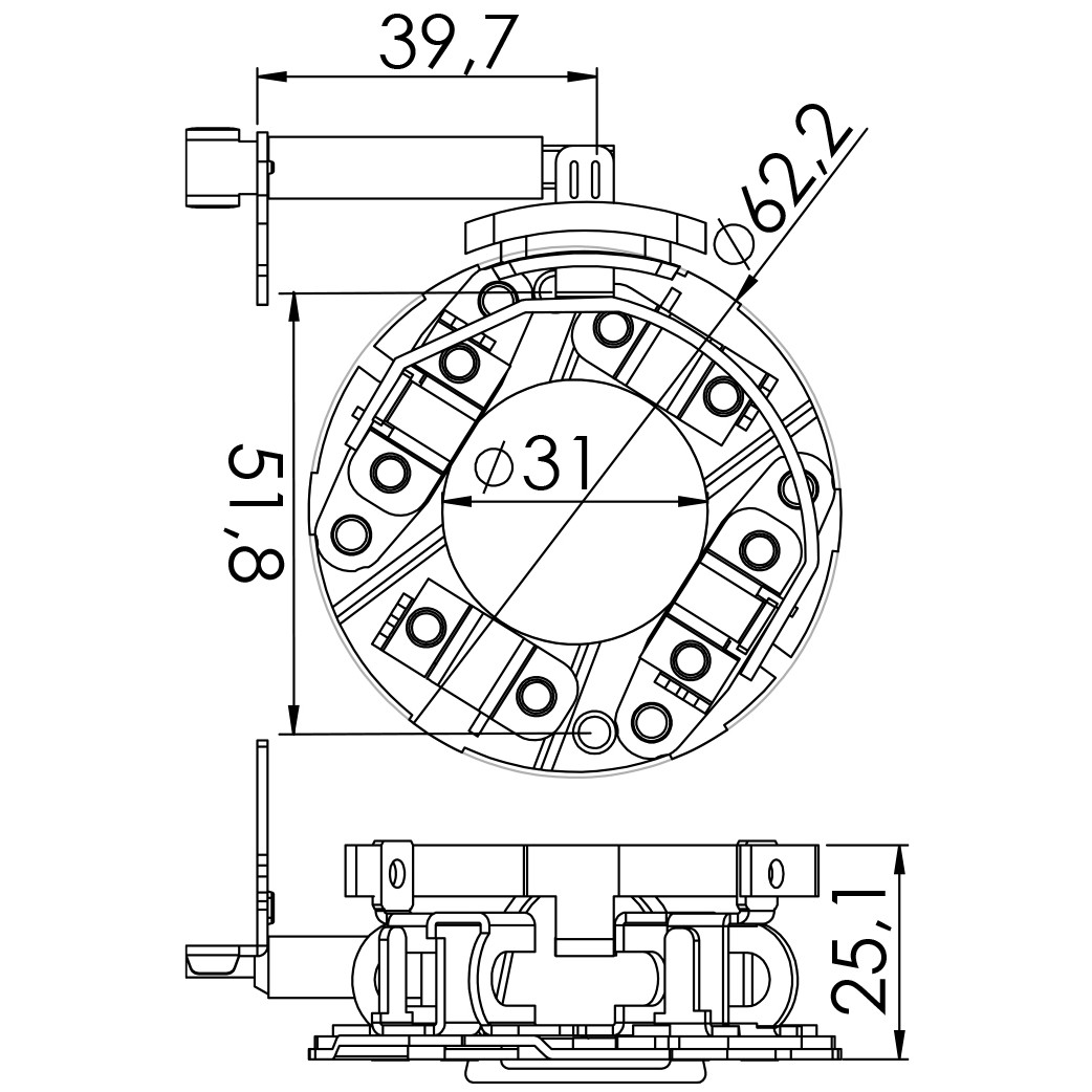 Porta Escovas para Motor de Partida com 4 Escovas - Unifap - 1.137/4