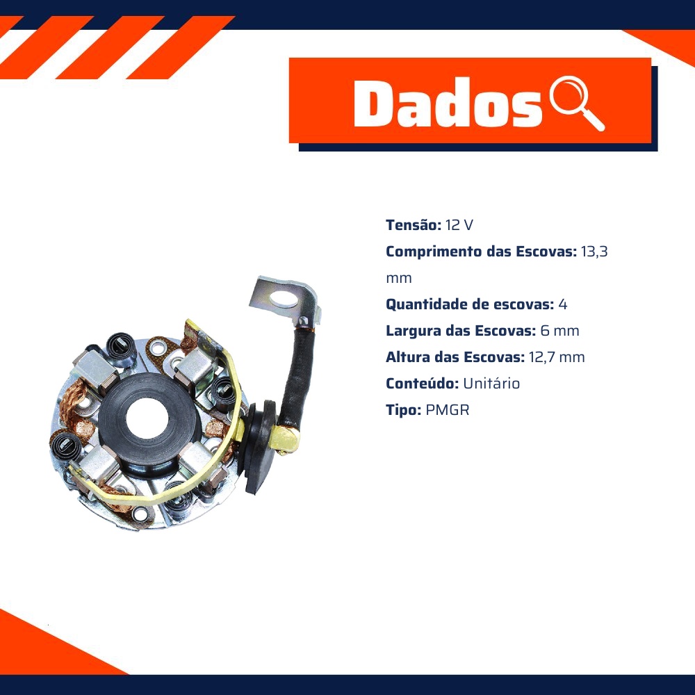 Porta Escovas para Motor de Partida com 4 Escovas - Unifap - 1.137/4