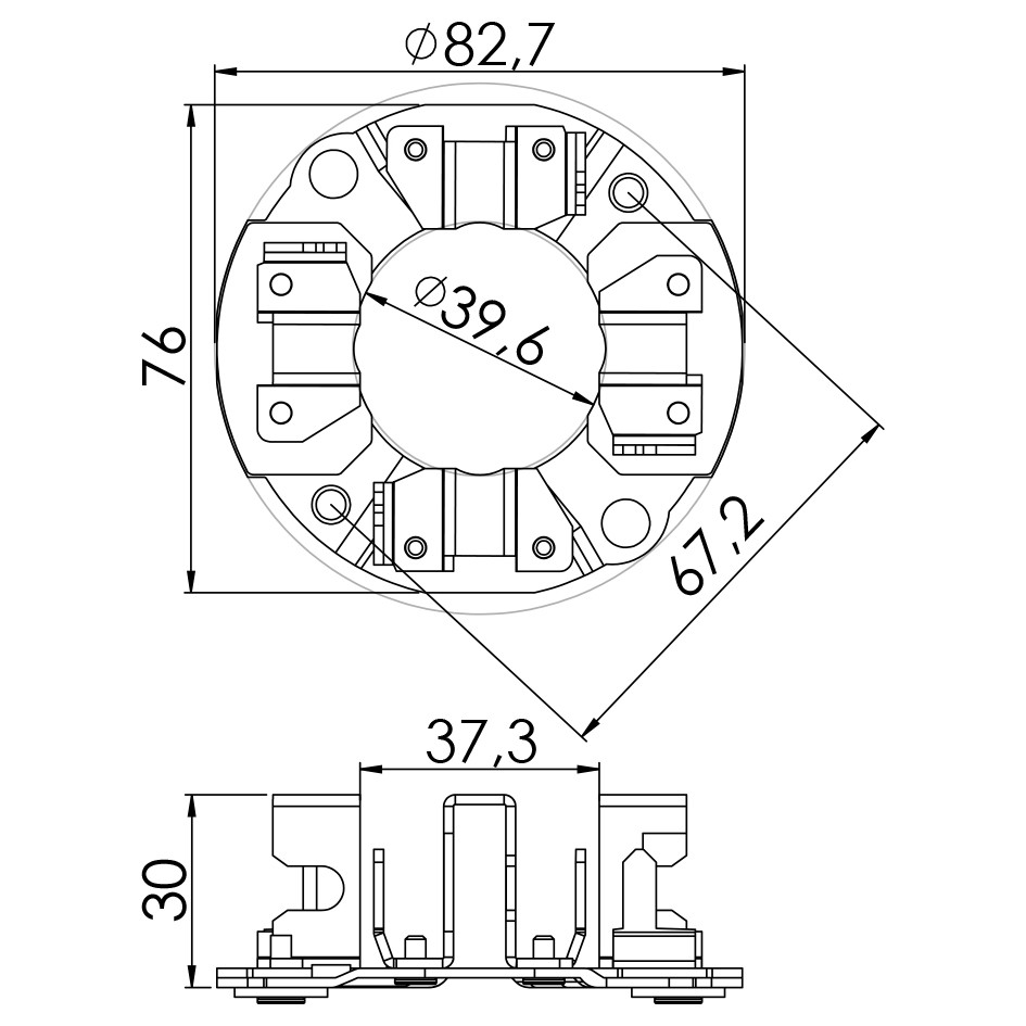 Porta Escovas para Motor de Partida com 4 Escovas - Unifap - 1.153/4