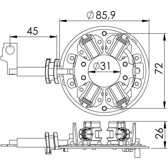 Porta Escovas para Motor de Partida com 4 Escovas - Unifap - 1.162/4