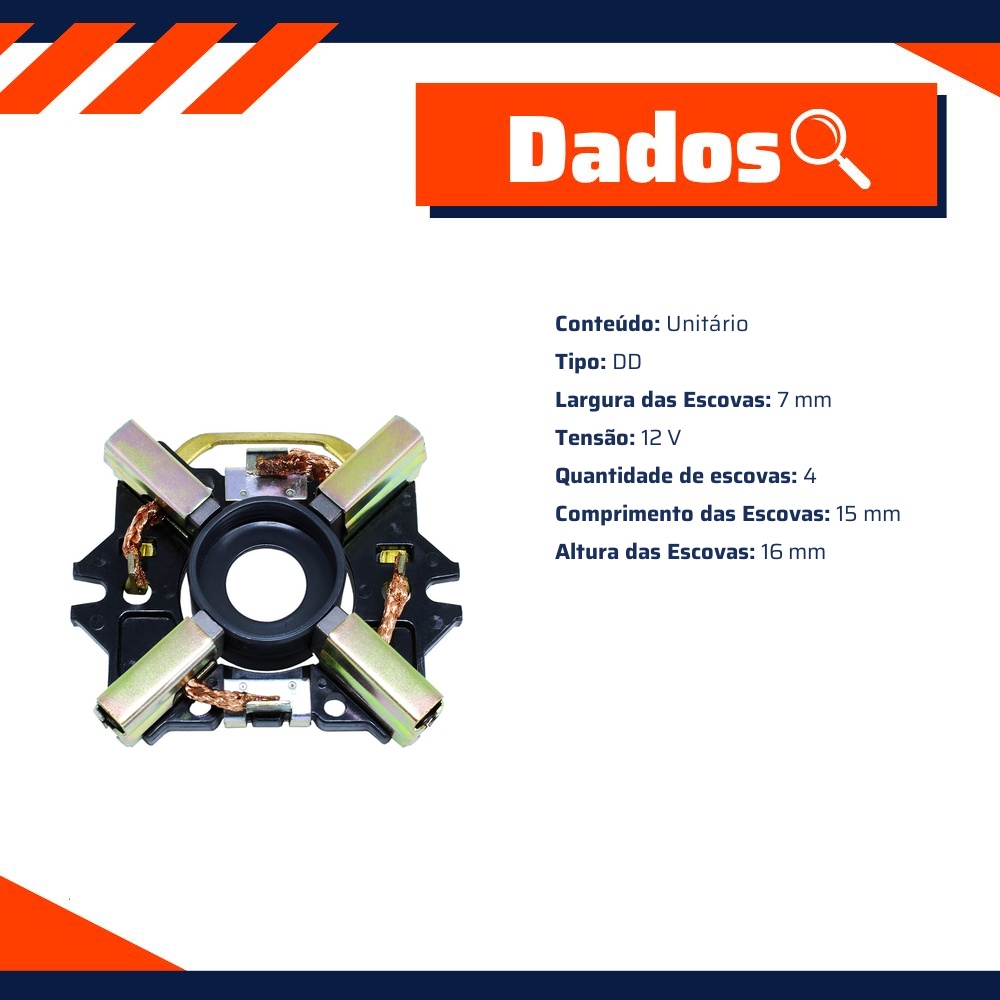 Porta Escovas para Motor de Partida com 4 Escovas - Unifap - 1.175/4
