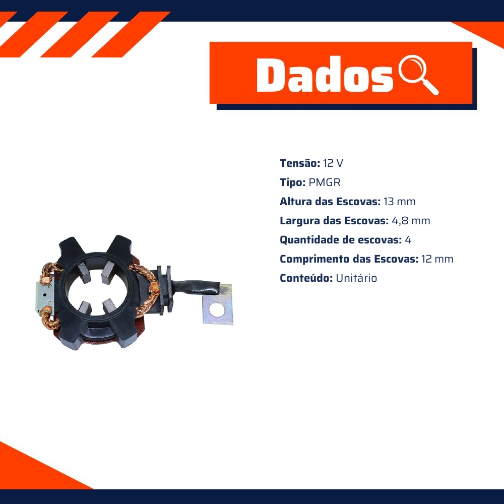 Porta Escovas para Motor de Partida com 4 Escovas para ASIA Towner e Hafei Towner - Unifap - 1.177/4