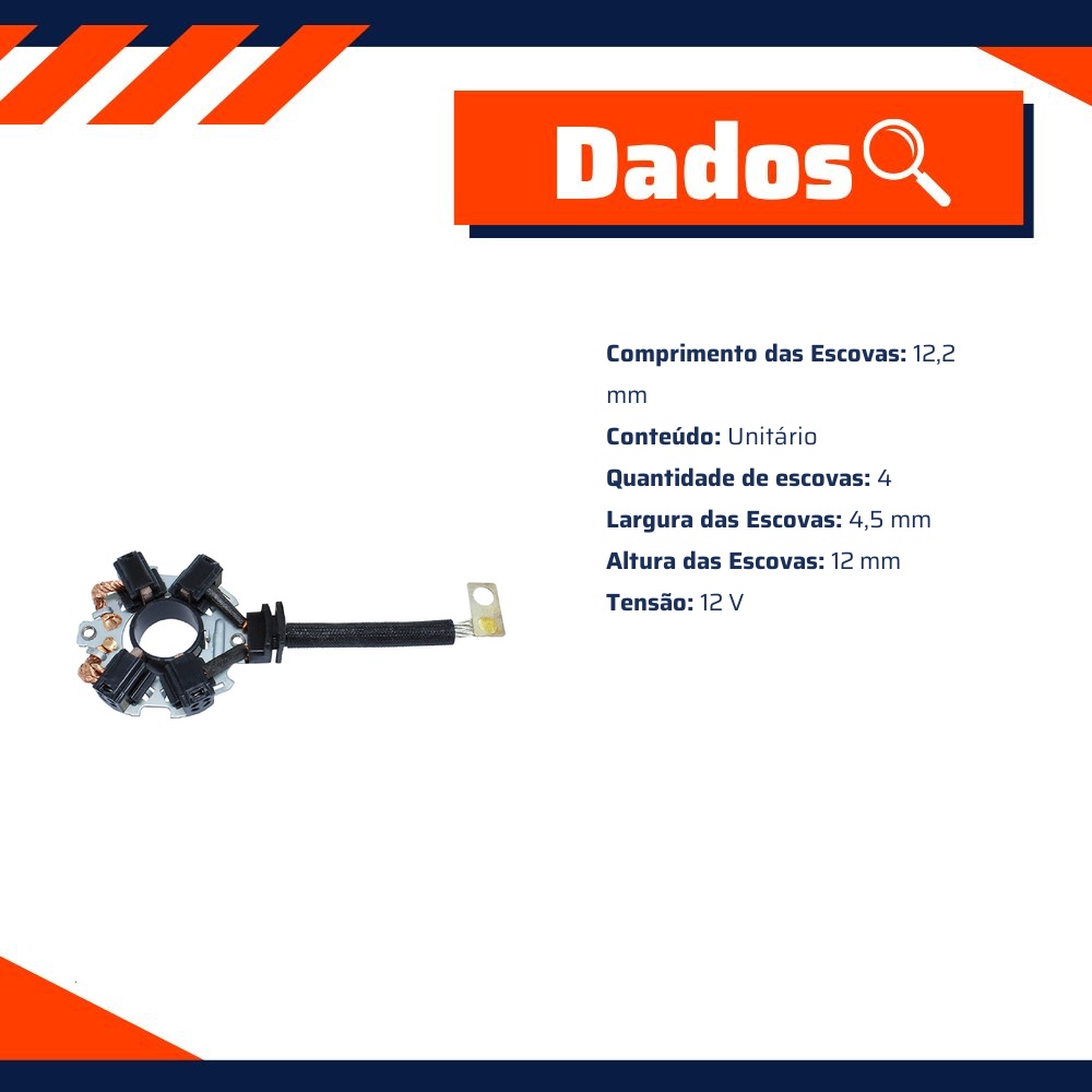 Porta Escovas para Motor de Partida com 4 Escovas - Unifap - 1.180/4