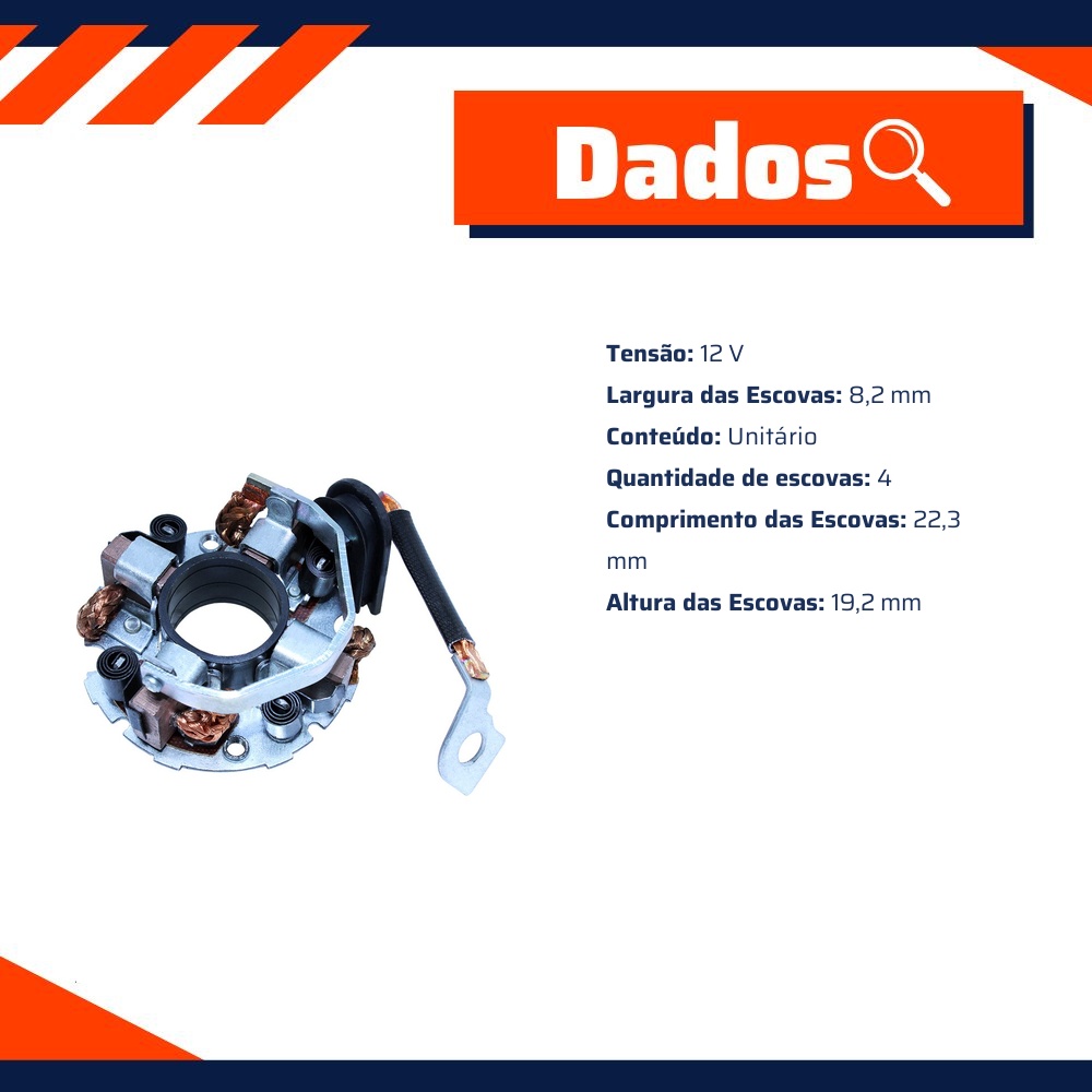Porta Escovas para Motor de Partida com 4 Escovas - Unifap - 1.183/4