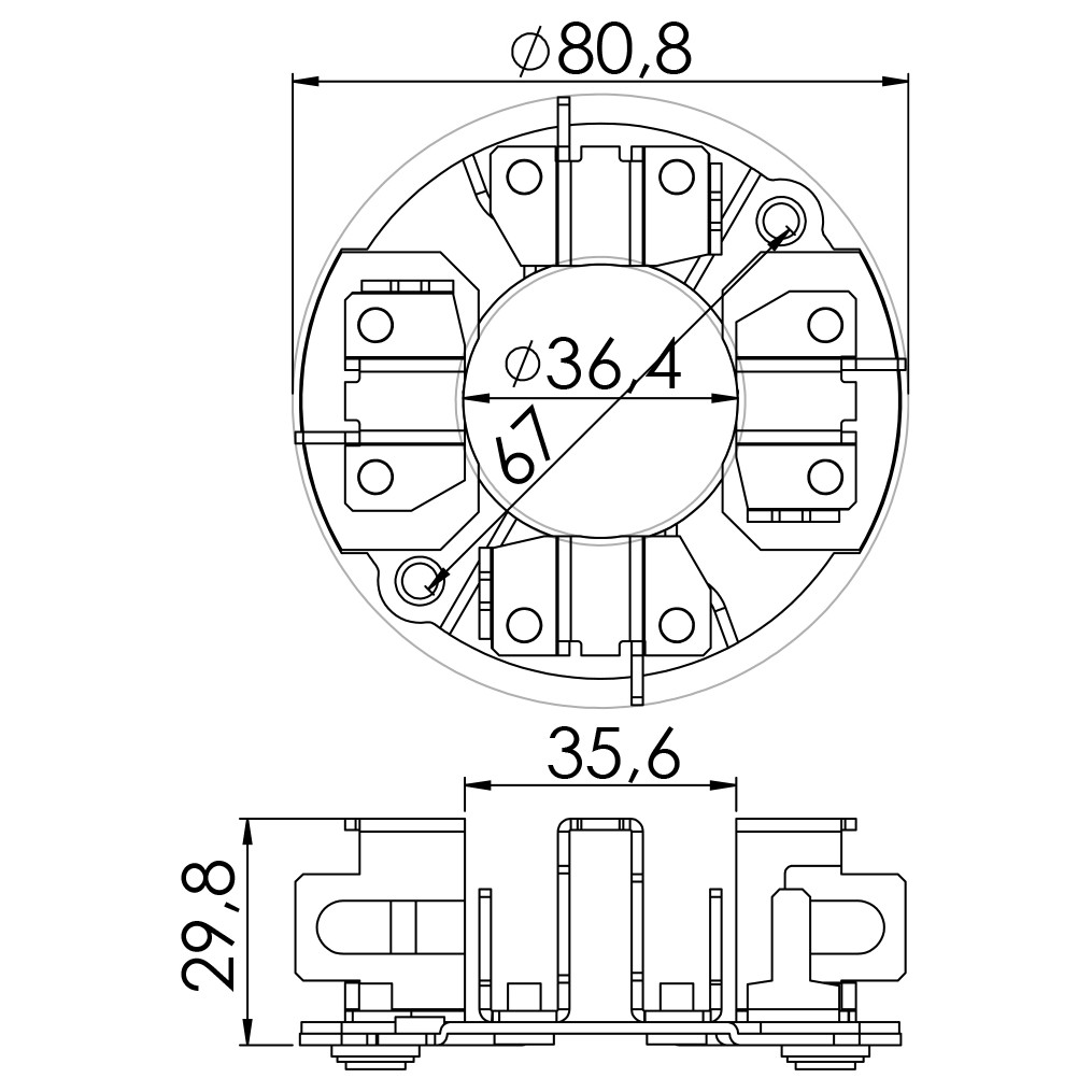 Porta Escovas para Motor de Partida com 4 Escovas - Unifap - 1.195/4