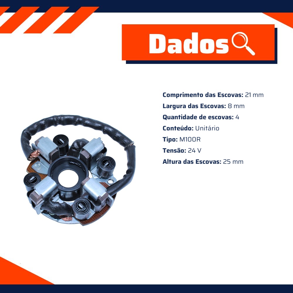 Porta Escovas para Motor de Partida com 4 Escovas - Unifap - 1.195/4