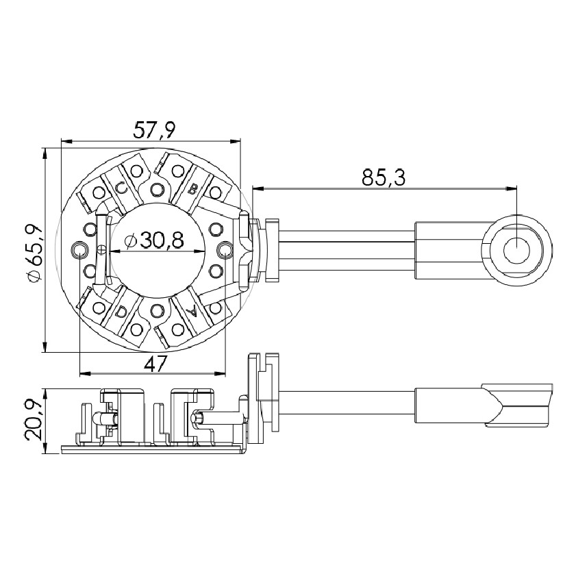 Porta Escovas para Motor de Partida com 4 Escovas - Unifap - 1.200/4