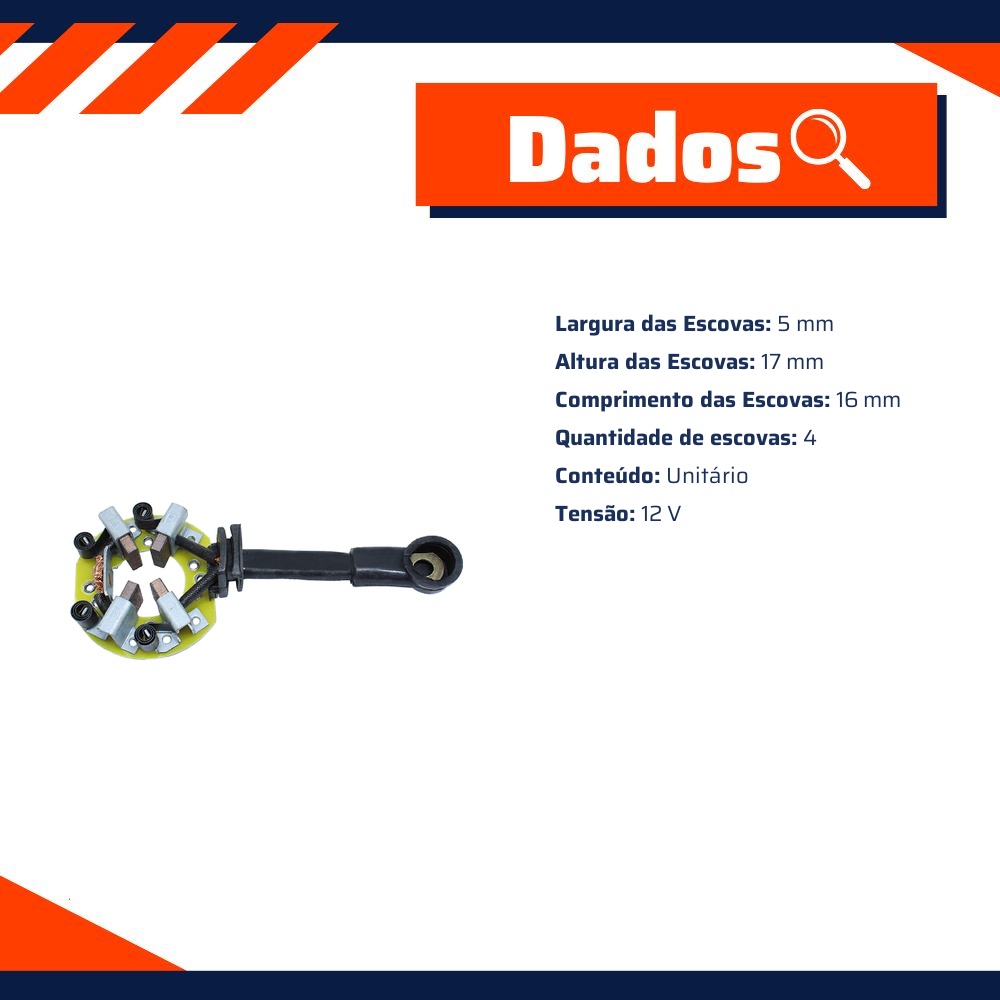 Porta Escovas para Motor de Partida com 4 Escovas - Unifap - 1.200/4