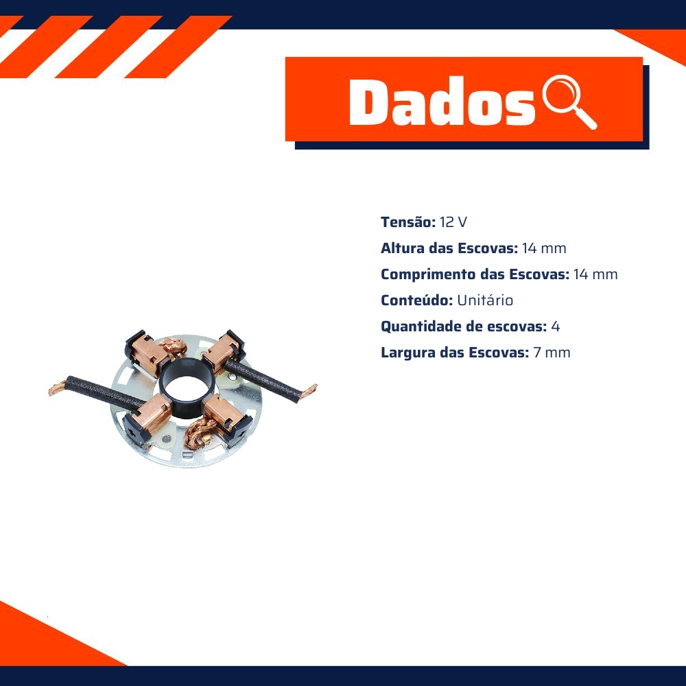 Porta Escovas para Motor de Partida com 4 Escovas - Unifap - 1.229/4