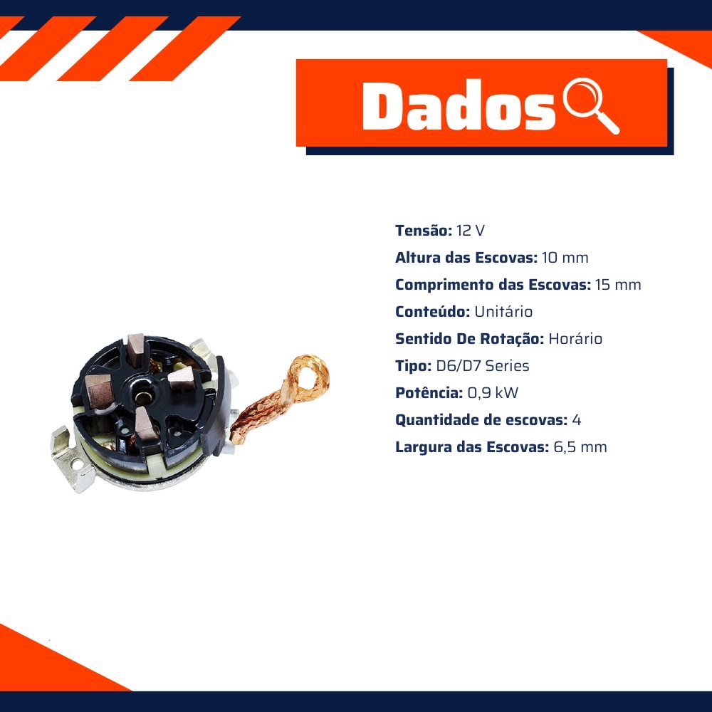 Porta Escovas para Motor de Partida com 4 Escovas - Unifap - 1.232/4
