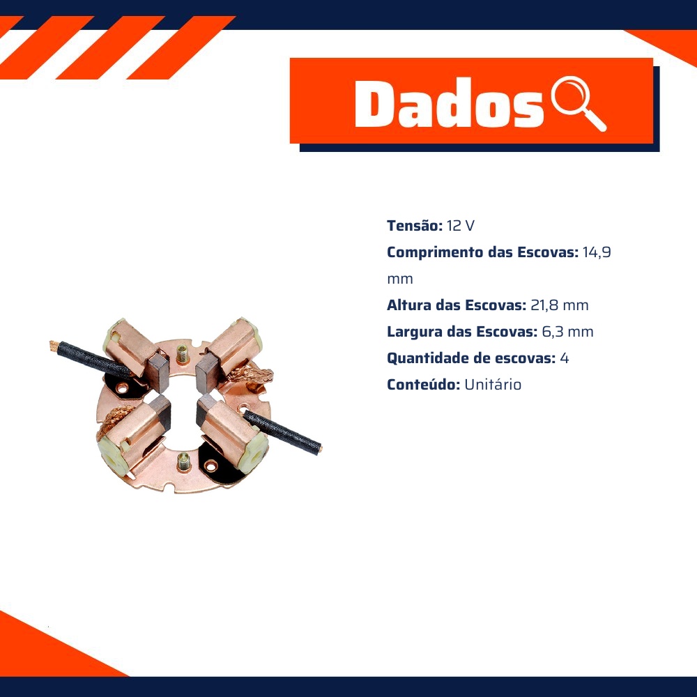 Porta Escovas para Motor de Partida com 4 Escovas - Unifap - 1.236/4