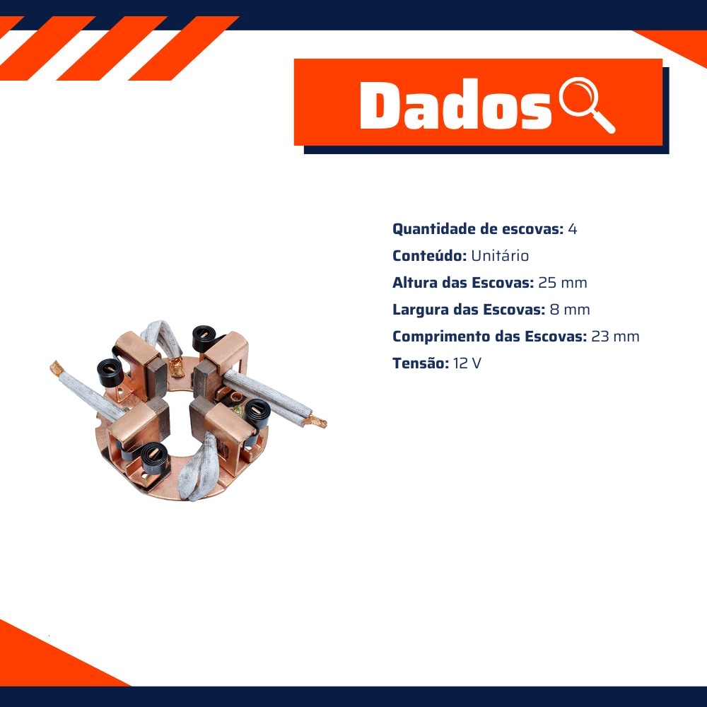 Porta Escovas para Motor de Partida com 4 Escovas - Unifap - 1.237/4