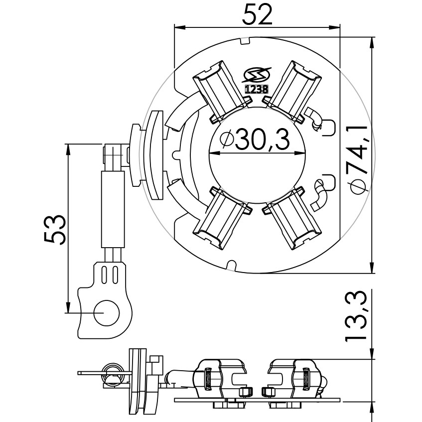 Porta Escovas para Motor de Partida com 4 Escovas - Unifap - 1.238/4
