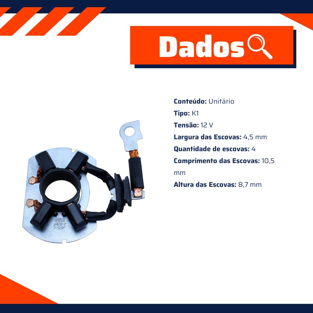 Porta Escovas para Motor de Partida com 4 Escovas - Unifap - 1.238/4