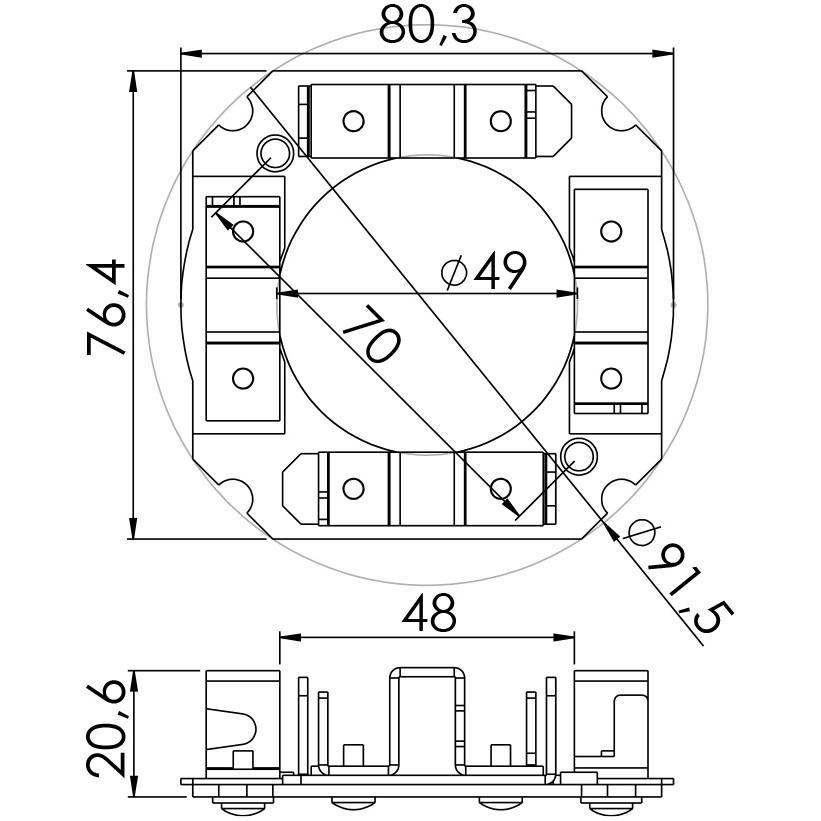 Porta Escovas para Motor de Partida com 4 Escovas - Unifap - 1.243/4