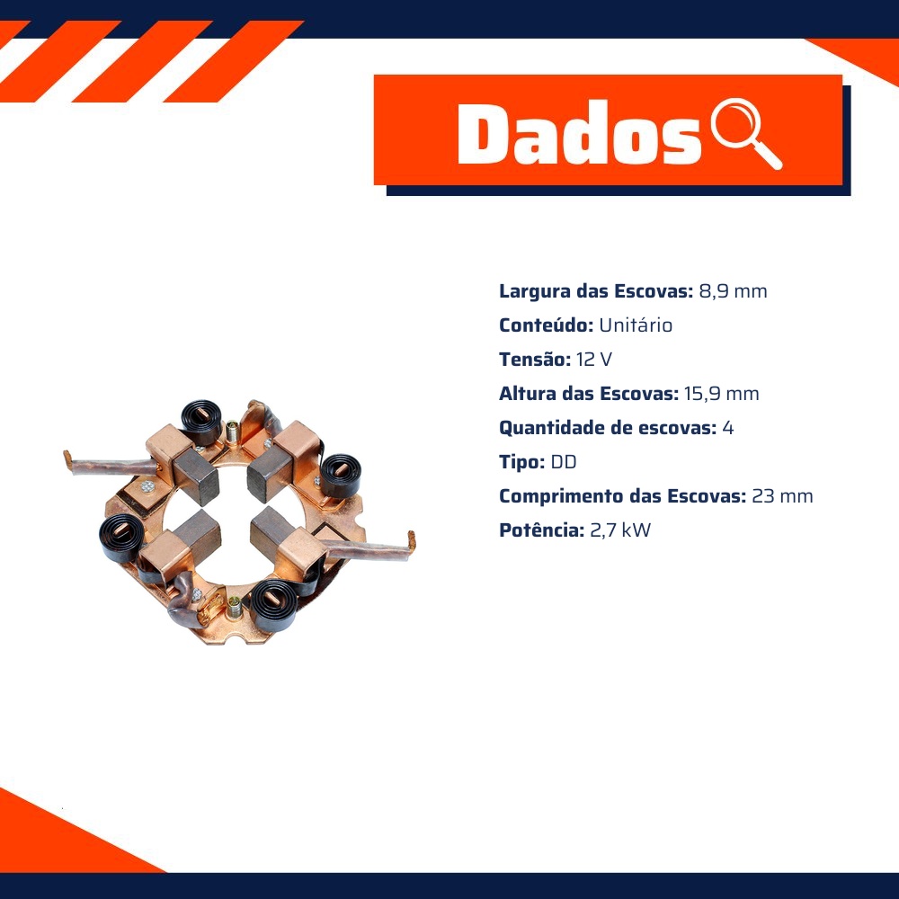 Porta Escovas para Motor de Partida com 4 Escovas - Unifap - 1.243/4