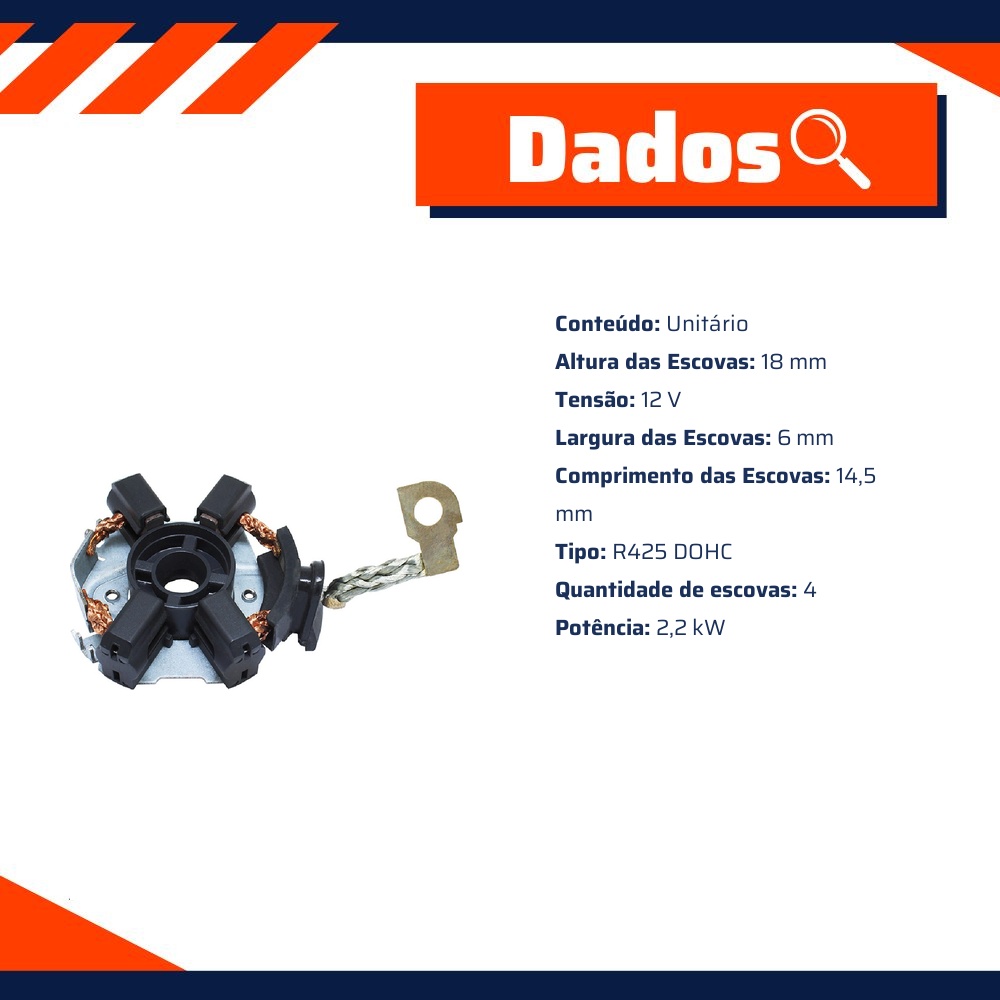 Porta Escovas para Motor de Partida com 4 Escovas - Unifap - 1.264/4