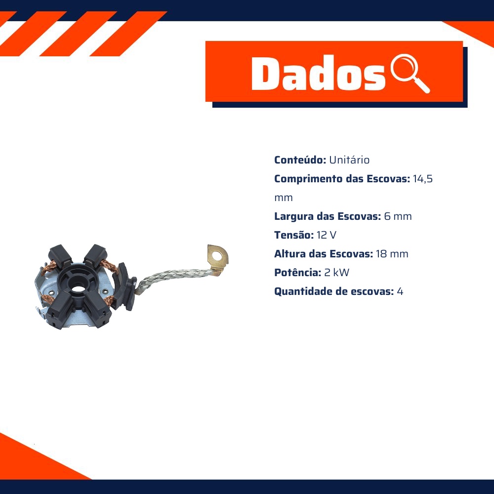 Porta Escovas para Motor de Partida com 4 Escovas - Unifap - 1.266/4
