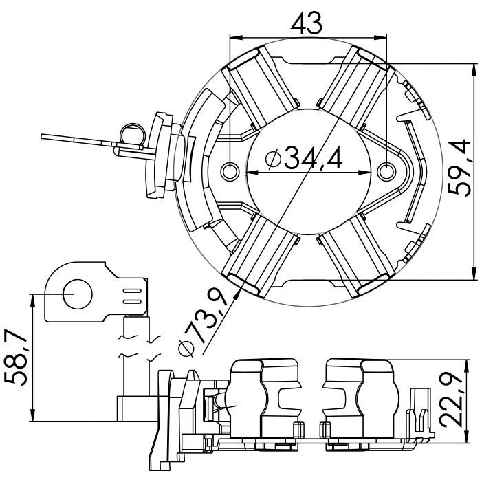 Porta Escovas para Motor de Partida com 4 Escovas - Unifap - 1.267/4