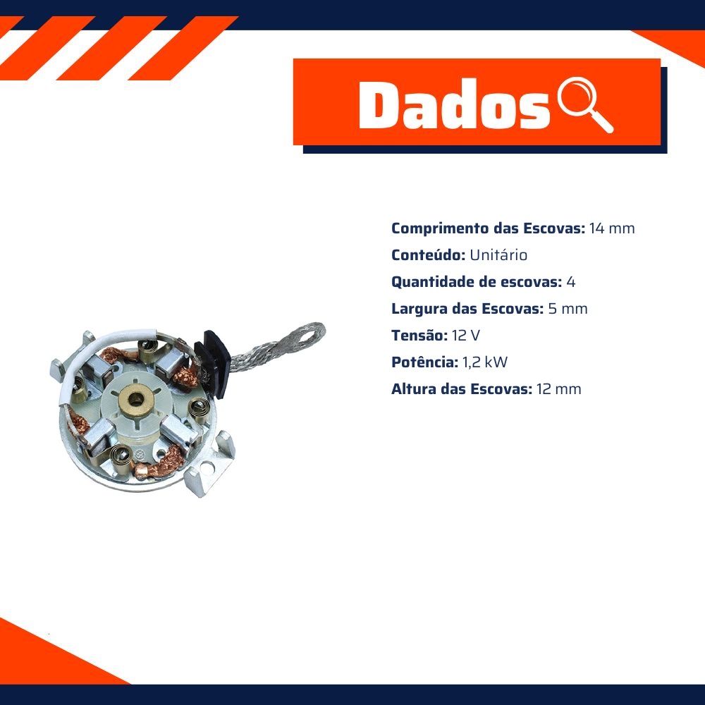 Porta Escovas para Motor de Partida com 4 Escovas - Unifap - 1.304/4