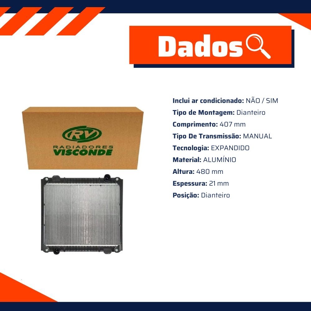 Radiador de Água do Motor - Visconde - 12900