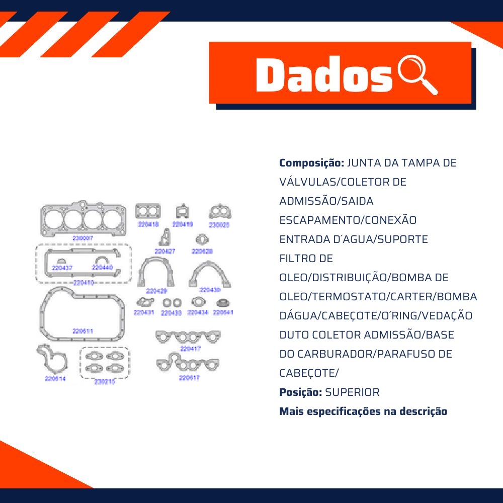 Jogo de Juntas Superior do Motor - Taranto - 230000