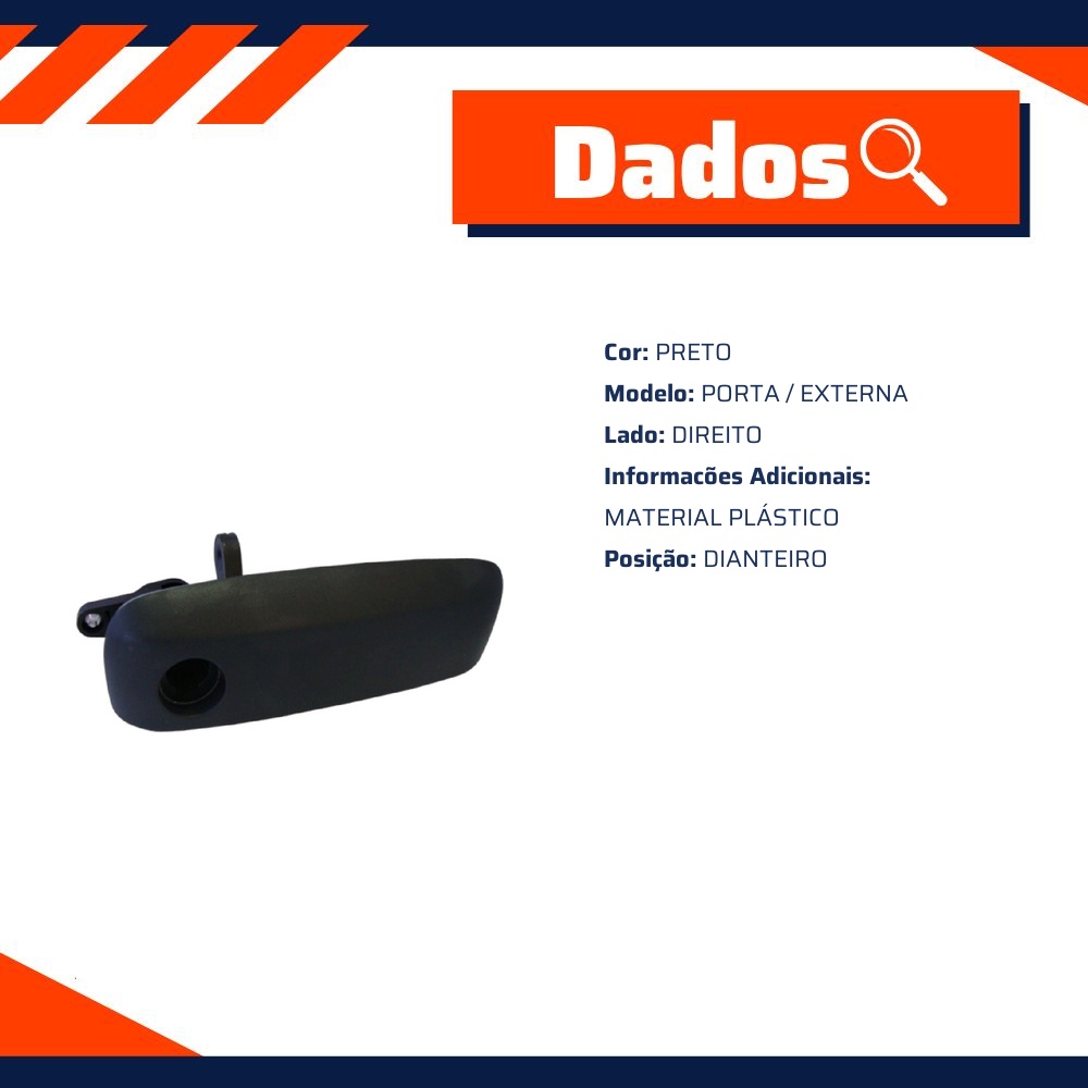 Maçaneta Externa Dianteira Direita Preta para Fiat Fiorino e Uno - ORI - 4202