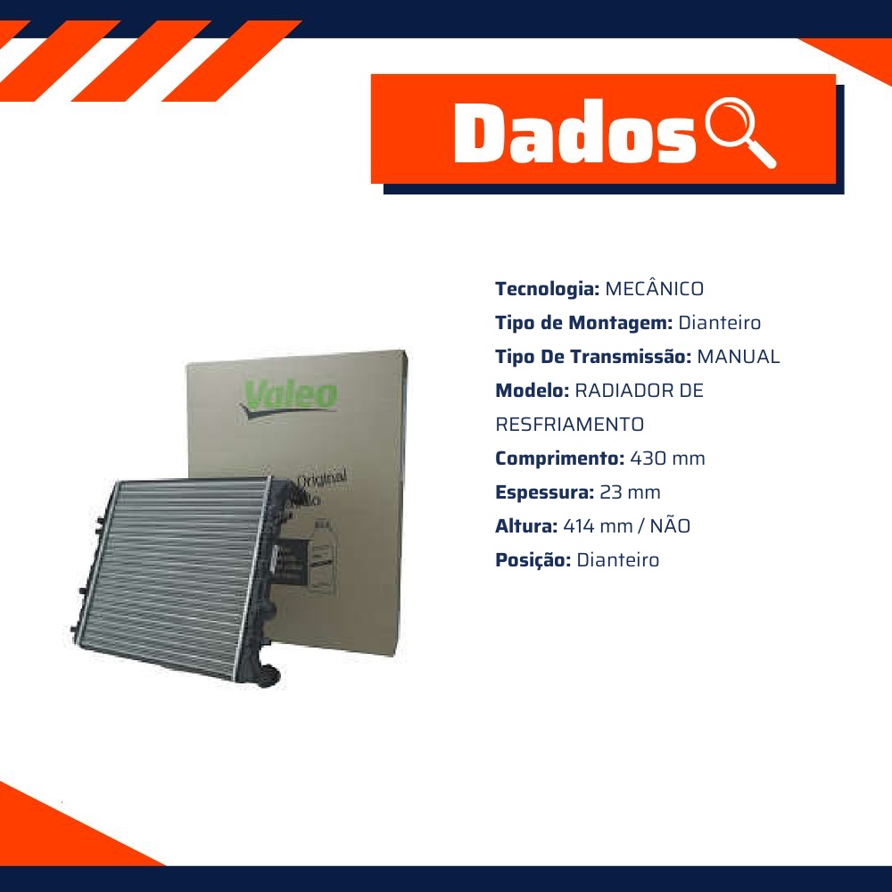 Radiador de Água do Motor - Valeo - 732863R
