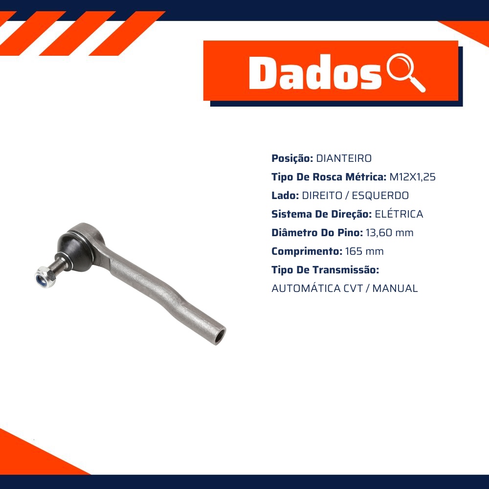 Terminal de Direção Direito ou Esquerdo para Honda HR-V - Volda - TD283