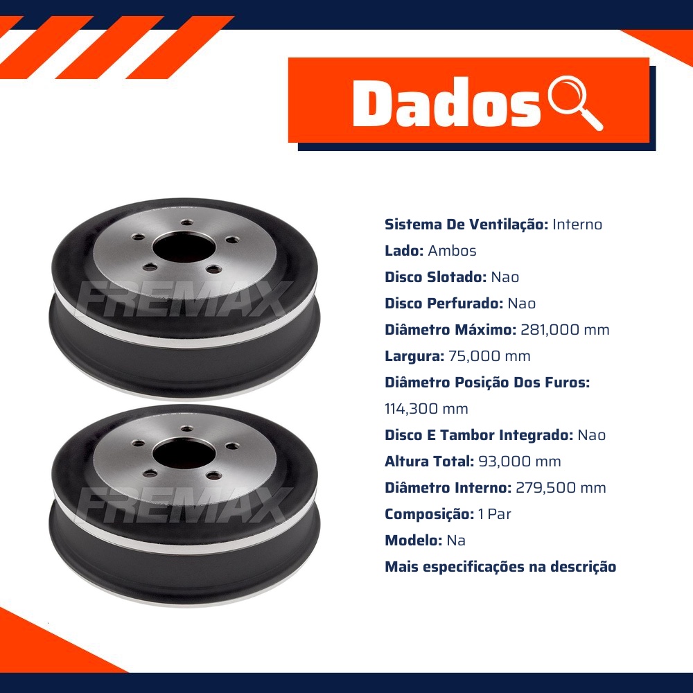 Par Tambor de Freio Traseiro - Fremax - BD7933