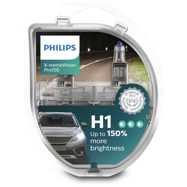 2 Lâmpadas Farol Baixo H1 12V Halógena Philips 12258XV+S2