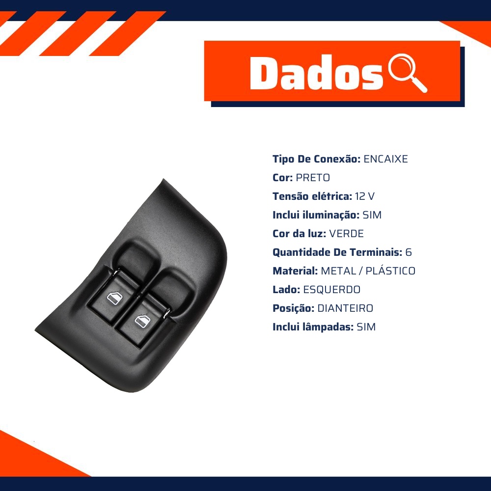 Interruptor Vidro Duplo Dianteiro Esq - Kostal - 3731620