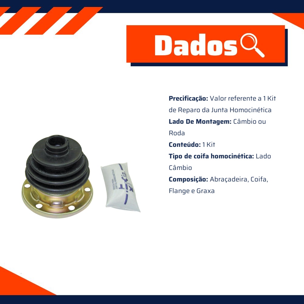 Kit Coifa da Homocinética Lado Câmbio ou Roda para Volkswagen Kombi - Kit & Cia - 41226
