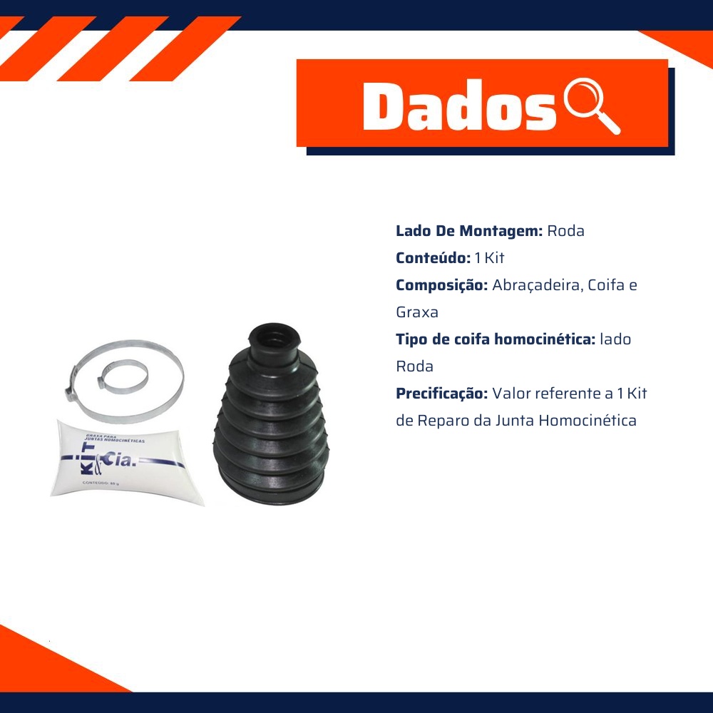 Kit Coifa da Homocinética Lado Roda para Mitsubishi L200 - Kit & Cia - 50630