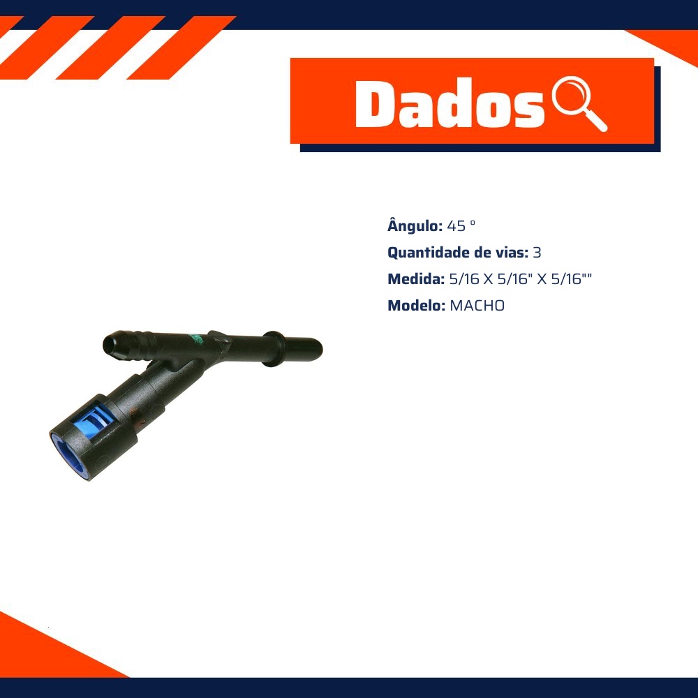 Conector Quick Macho 45º 3 Vias 5/16" x 5/16" x 5/16" - TanClick - QC-040