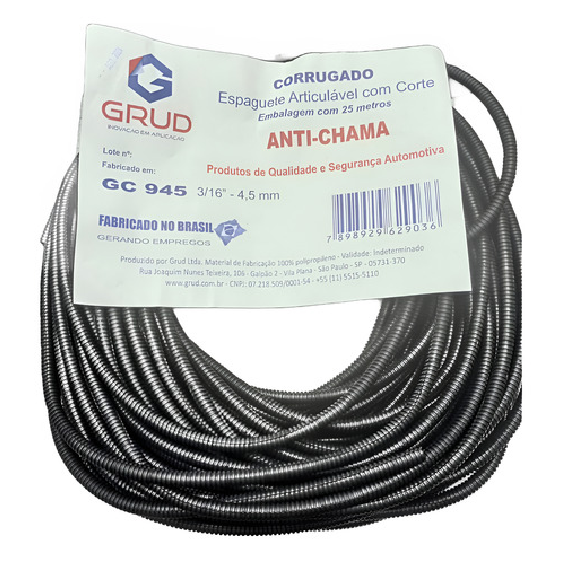 Espaguete Corrugado PVC 25m - Grud - GC 945