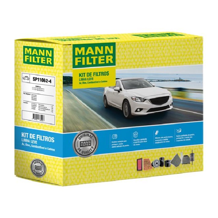 Kit de Filtros Ar Cabine Combustível Óleo para Ford Ka - Mann-Filter - SP11062-4