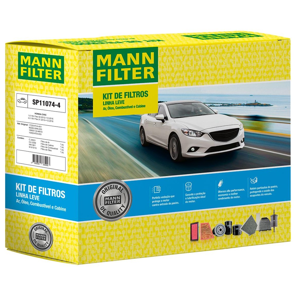 Kit de Filtros Ar Cabine Combustível Óleo para Honda Civic - Mann-Filter - SP11074-4