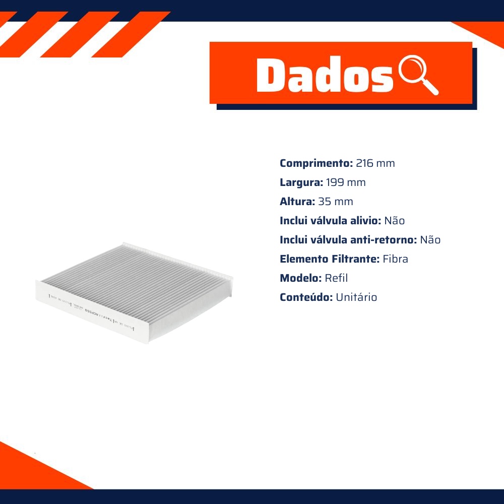 FIltro de Ar Condicionado Cabine - Tecfil - ACP559