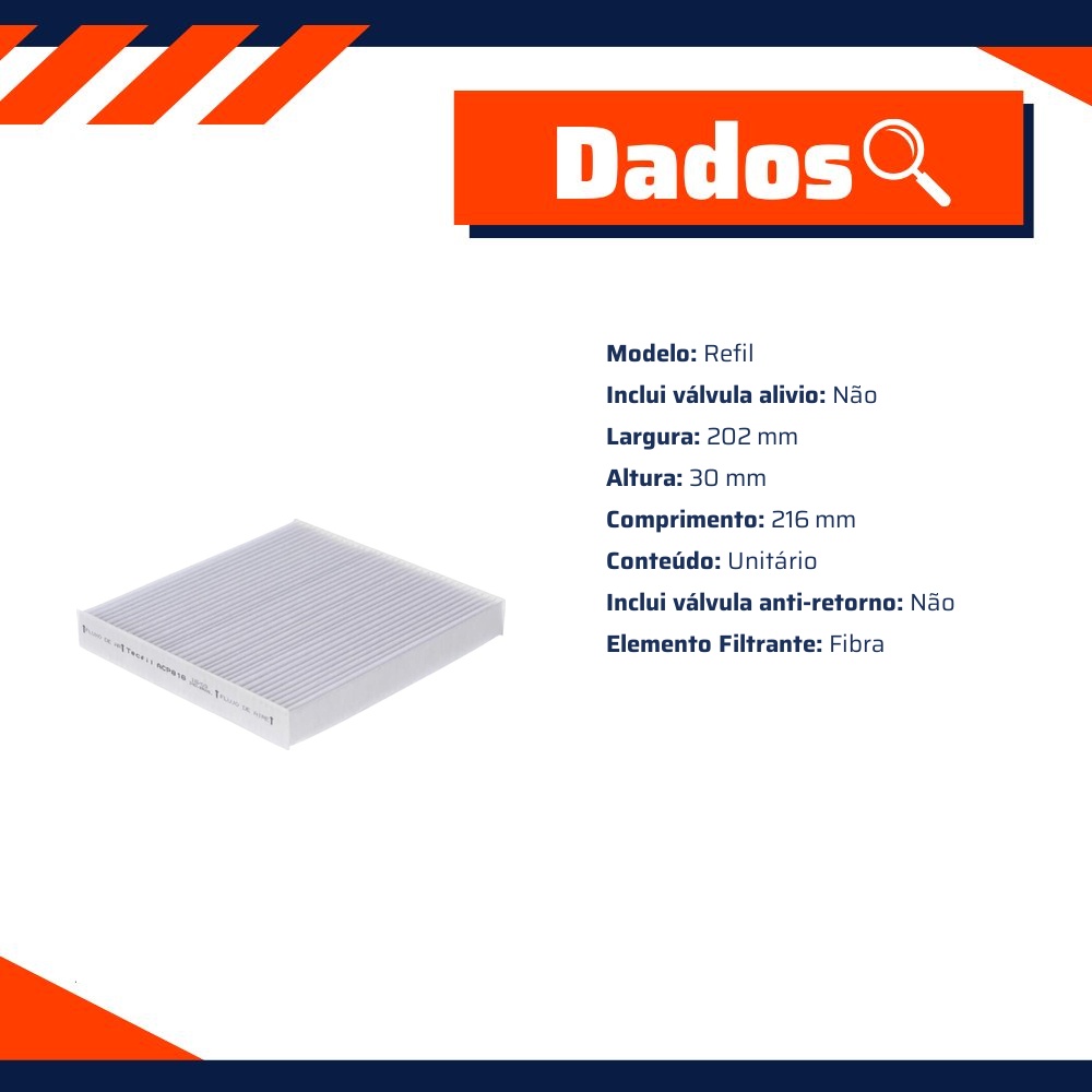 FIltro de Ar Condicionado Cabine - Tecfil - ACP816