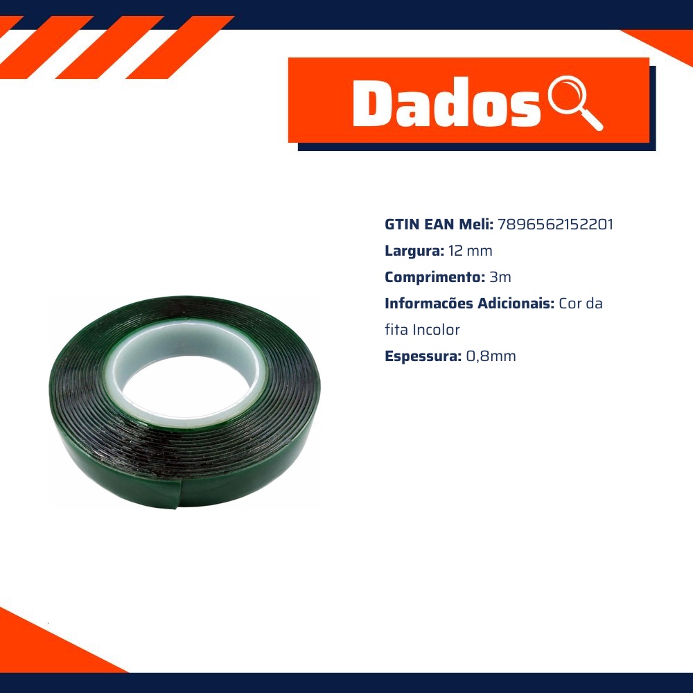 Fita Dupla Face Acrílica 3 Metros 12mm - DNI - 5220