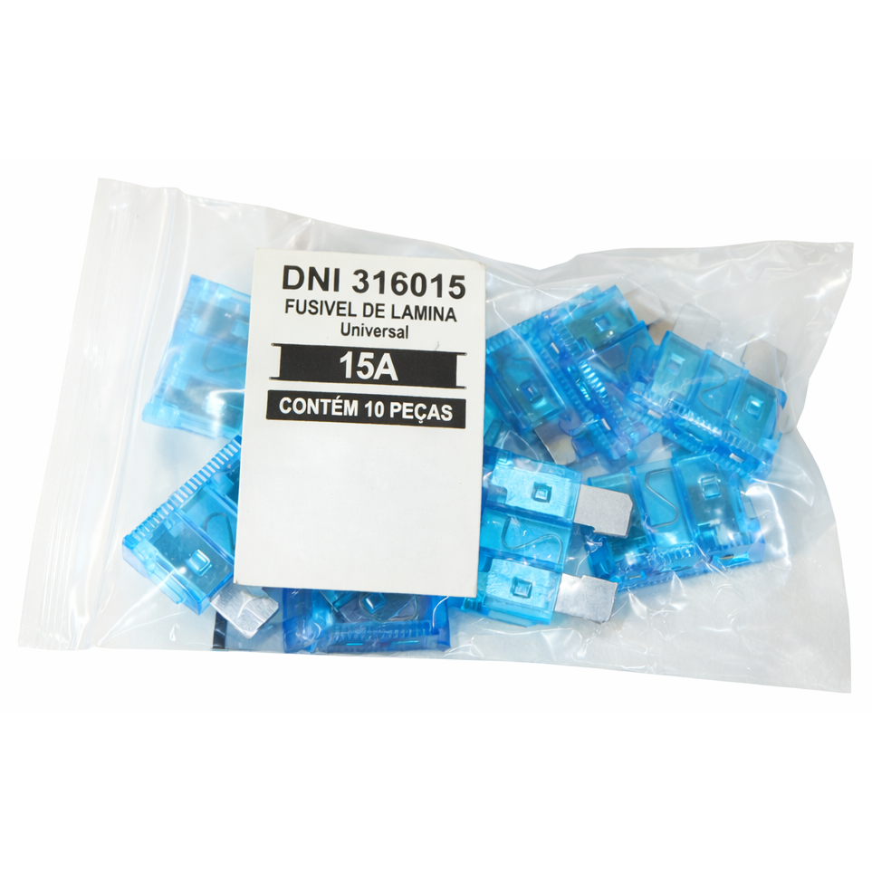Kit 10 Fusível Lâmina 15A Universal - DNI - 316015