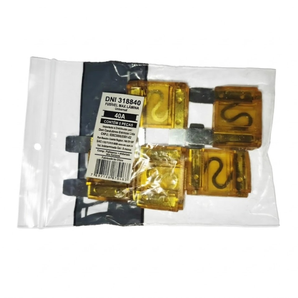 Kit 5 Fusível Maxi Lâmina 40A Universal - DNI - 318840