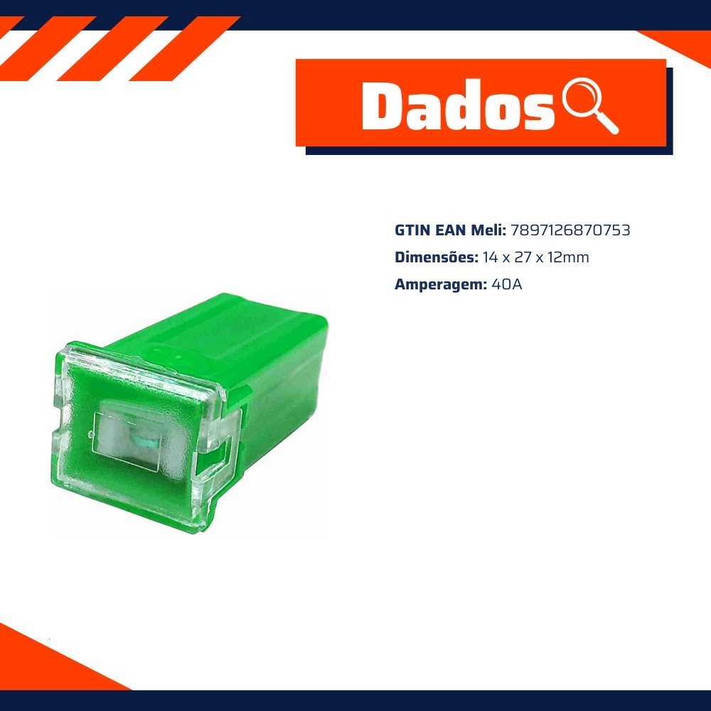 Fusível MIDI Fêmea JCASE Standard 40A Universal - DNI - 319440
