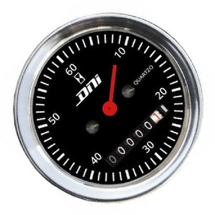 Horímetro Fundo Preto Aro Cromado com Iluminação 52mm Bivolt Universal - DNI - 4504