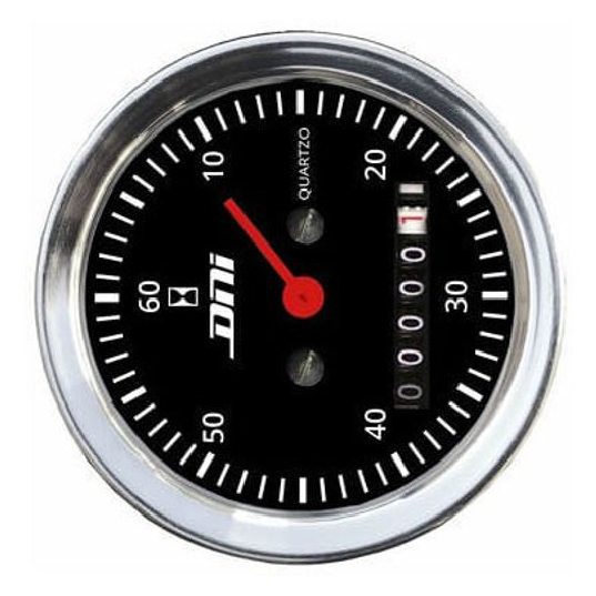Horímetro Fundo Preto Aro Cromado com Iluminação 52mm Bivolt Universal - DNI - 4504