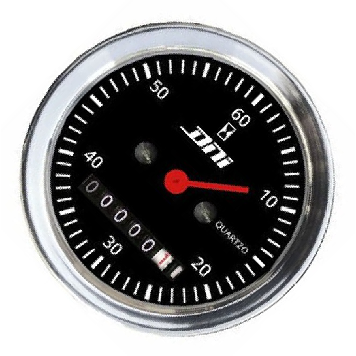 Horímetro Fundo Preto Aro Cromado com Iluminação 52mm Bivolt Universal - DNI - 4504