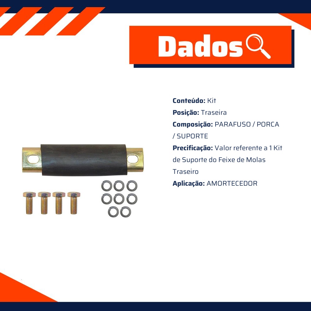 Kit Suporte do Feixe de Mola Traseiro para Fiat 147 e Uno - Kit & Cia - 10077